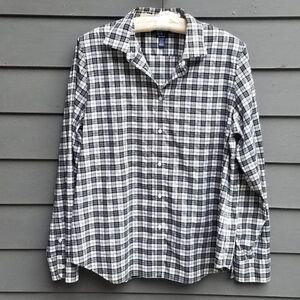 Chaps Black White Plaid Cotton No Iron Button Down Shirt size XL